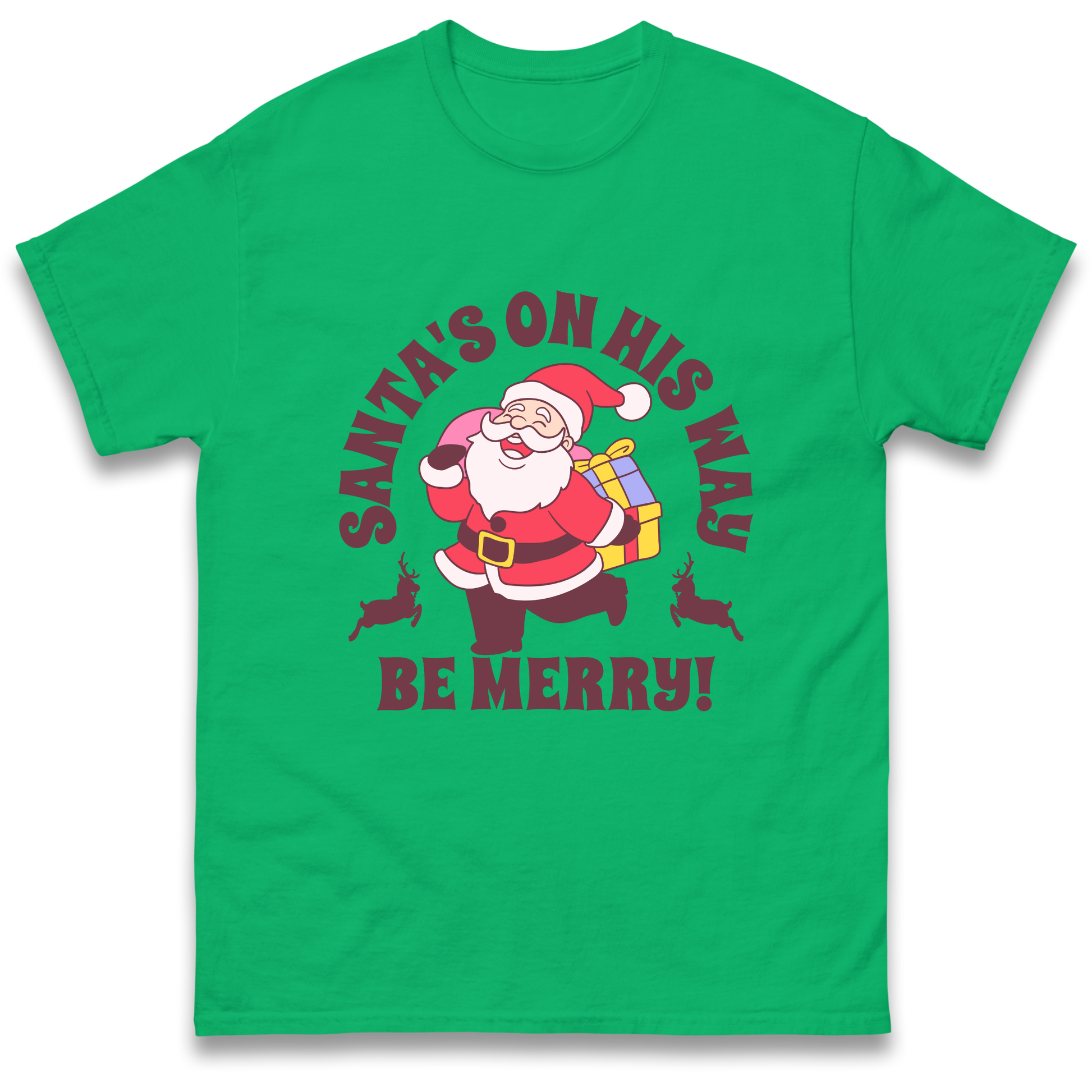 Santa's On His Way Christmas T Shirt