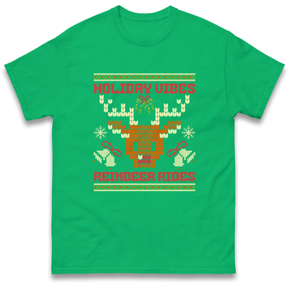 Holiday Vibes Reindeer Rides Christmas T Shirt
