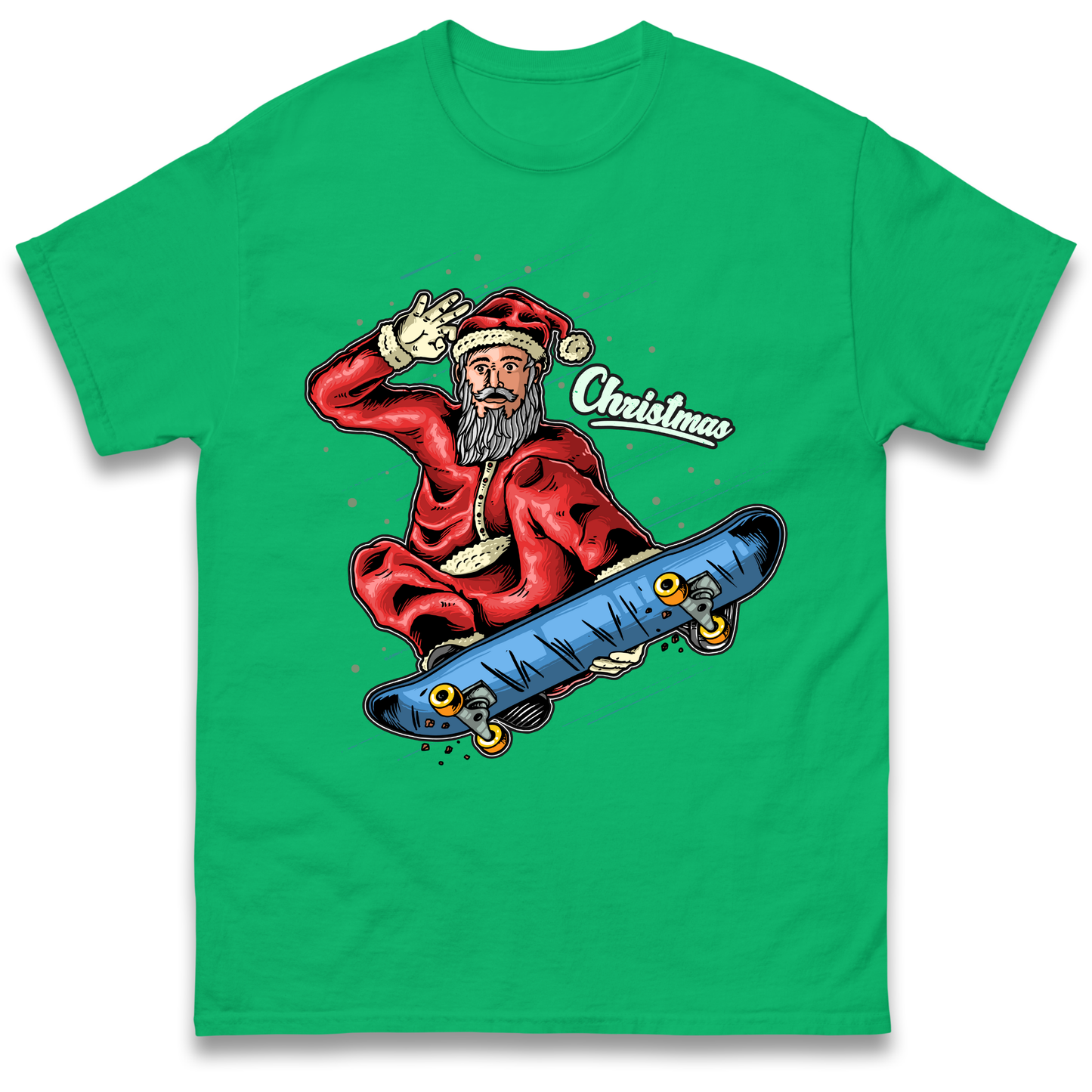 Santa Skateboarding Christmas T Shirt