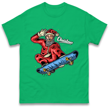 Santa Skateboarding Christmas T Shirt