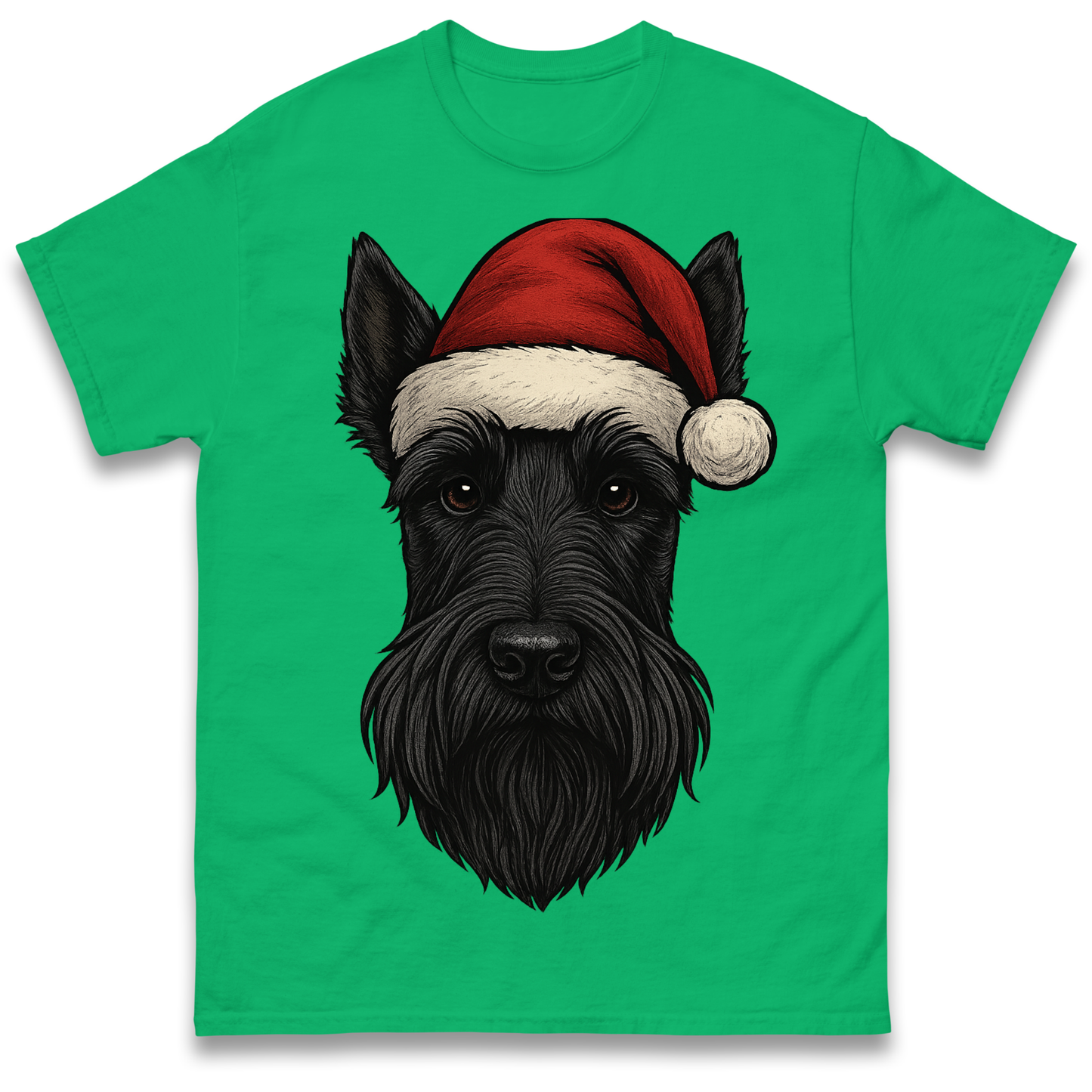 Scottish Terrier Face Christmas T Shirt