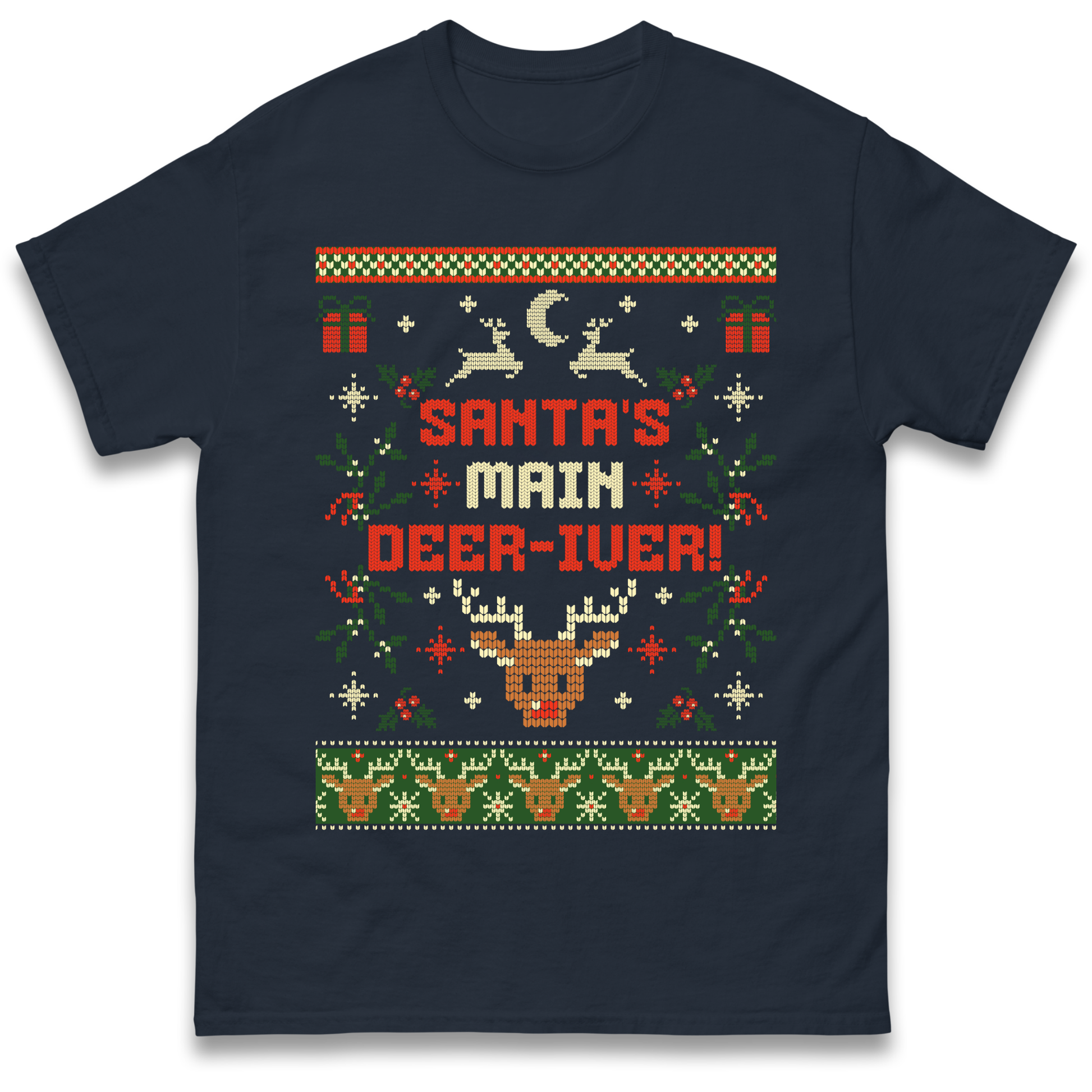 Santas Main Deer iver Christmas T Shirt