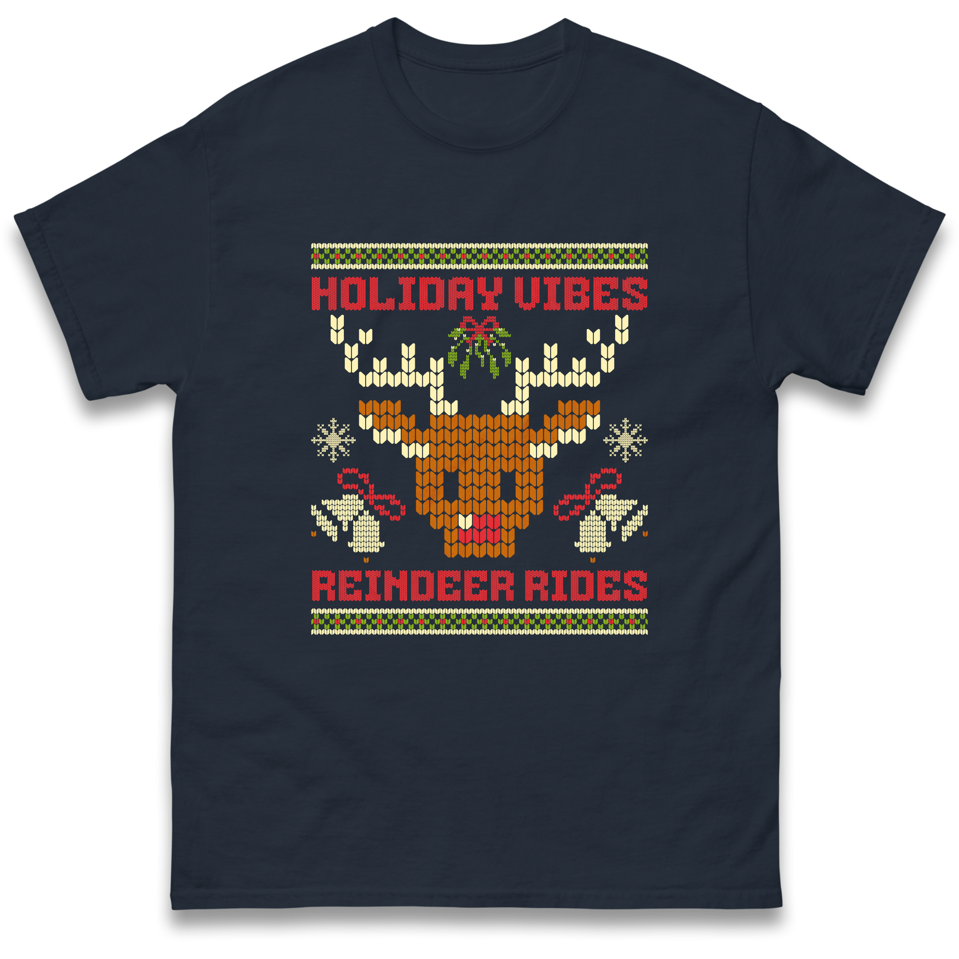 Holiday Vibes Reindeer Rides Christmas T Shirt