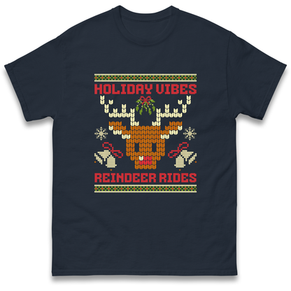 Holiday Vibes Reindeer Rides Christmas T Shirt