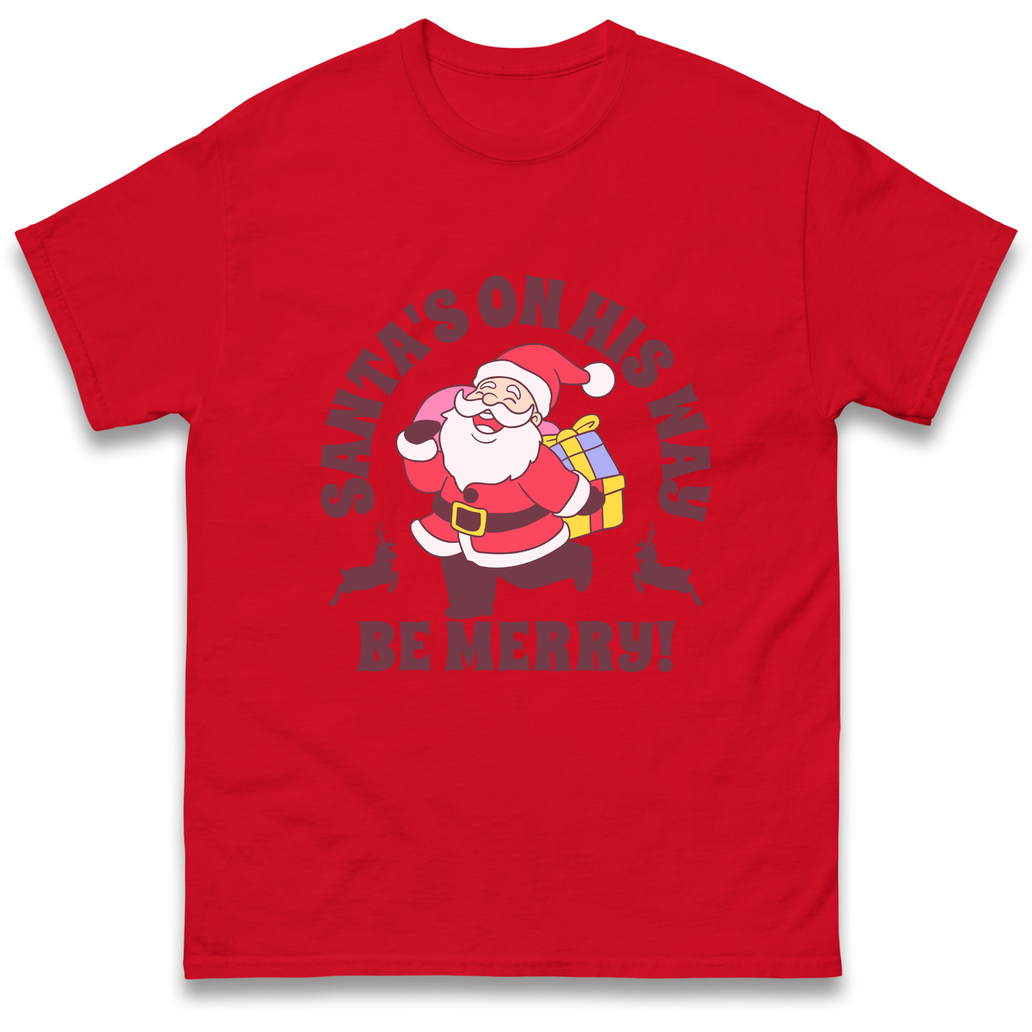Santa's On His Way Christmas T Shirt