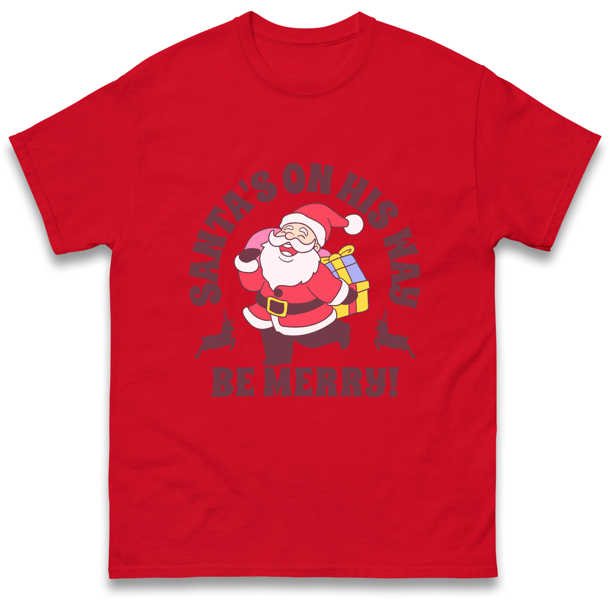 Santa's On His Way Christmas T Shirt