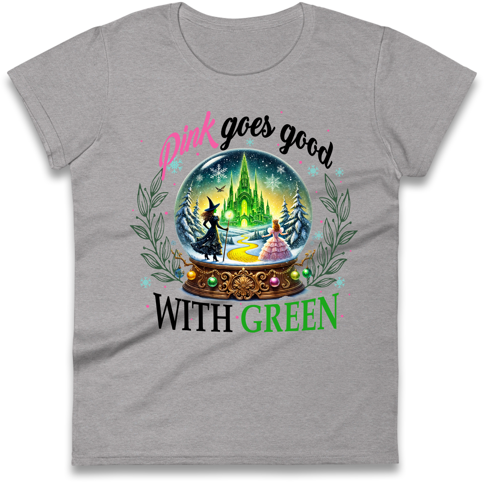 Wicked Pink Goes Good With Green Ladies Shirt 