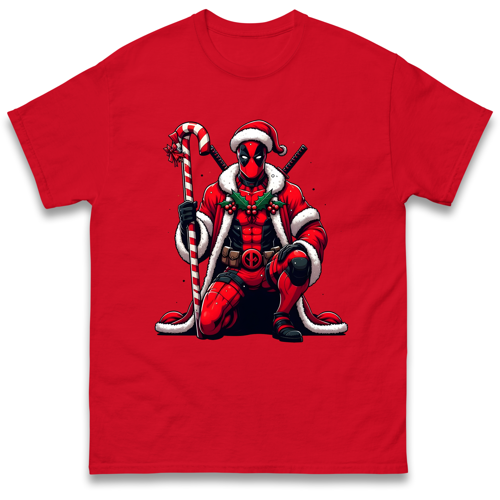 DeadPool Candy Cane Santa T Shirt