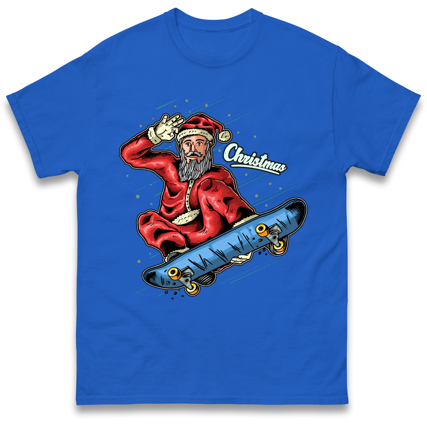 Santa Skateboarding Christmas T Shirt