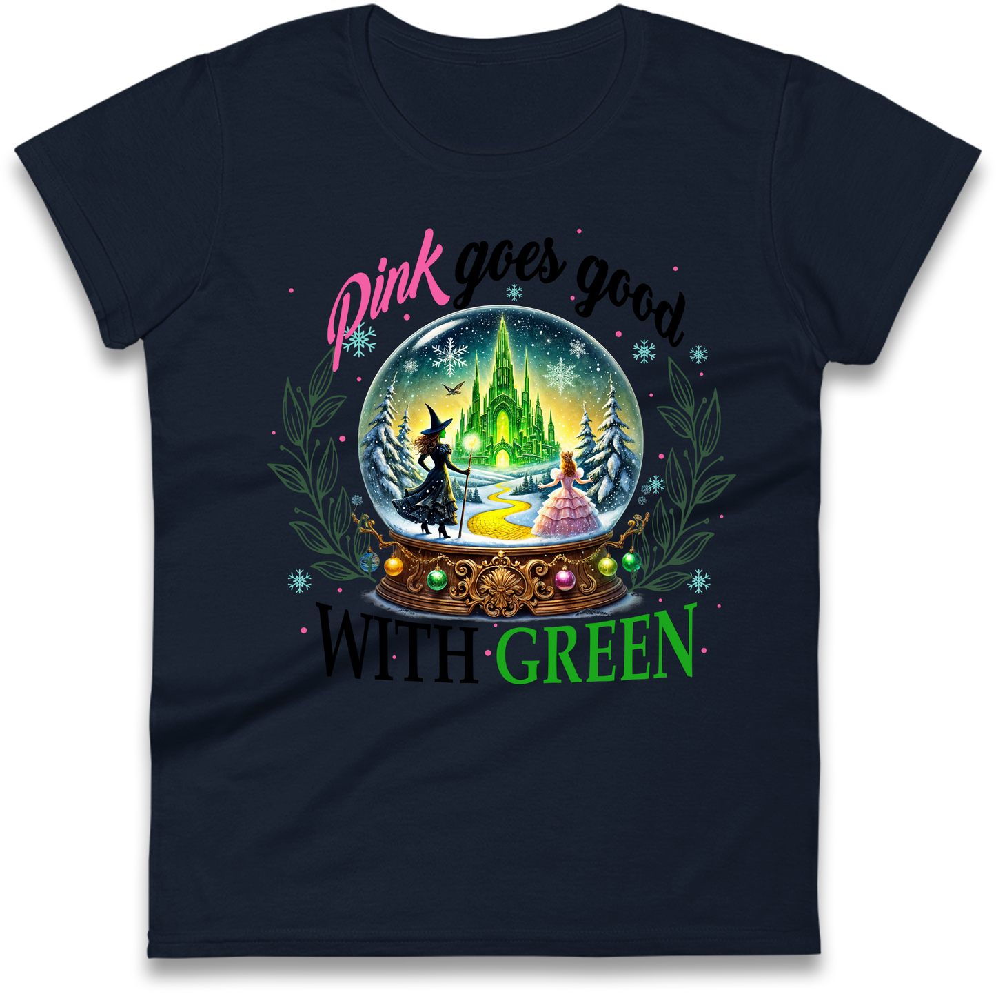 Wicked Pink Goes Good With Green Ladies Shirt 