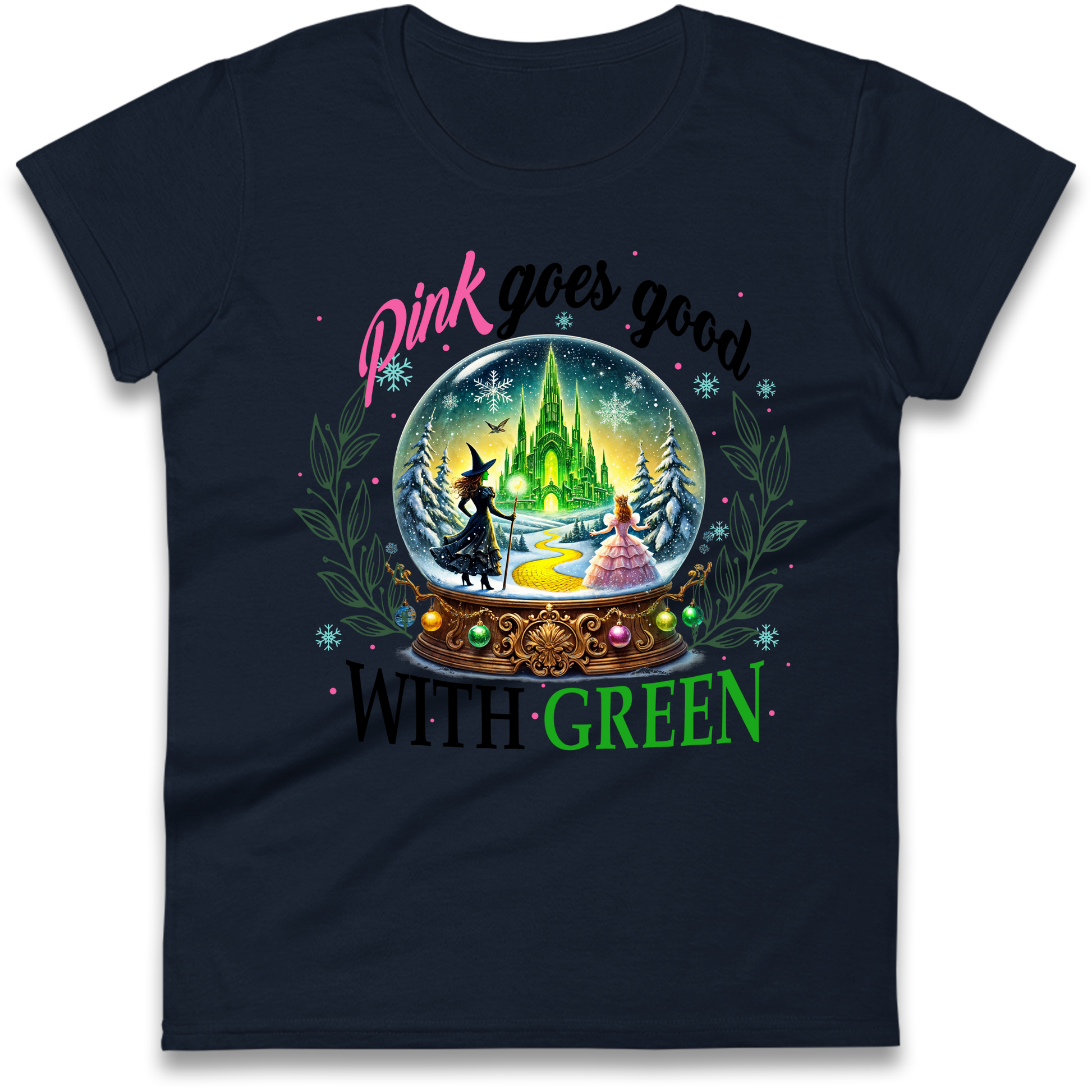 Wicked Pink Goes Good With Green Ladies Shirt 
