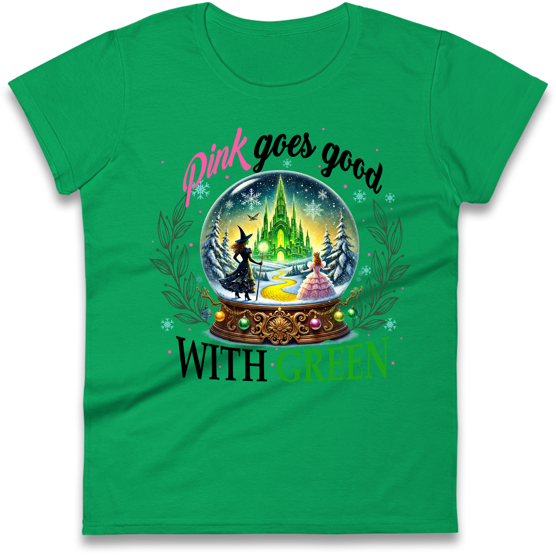 Wicked Pink Goes Good With Green Ladies Shirt 