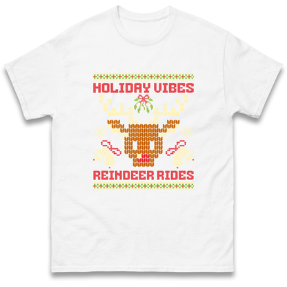 Holiday Vibes Reindeer Rides Christmas T Shirt