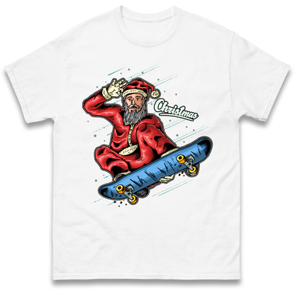 Santa Skateboarding Christmas T Shirt