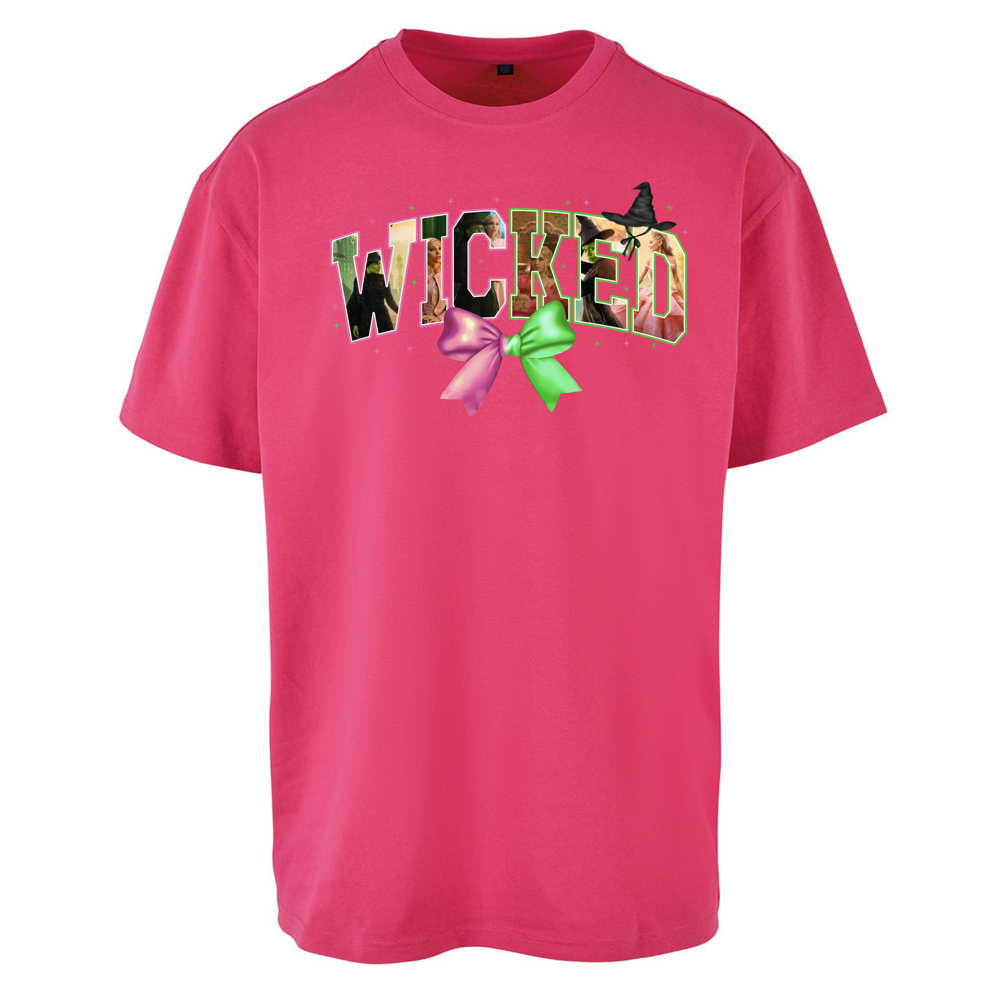 Wicked pink and green Bow Oversized T Shirt