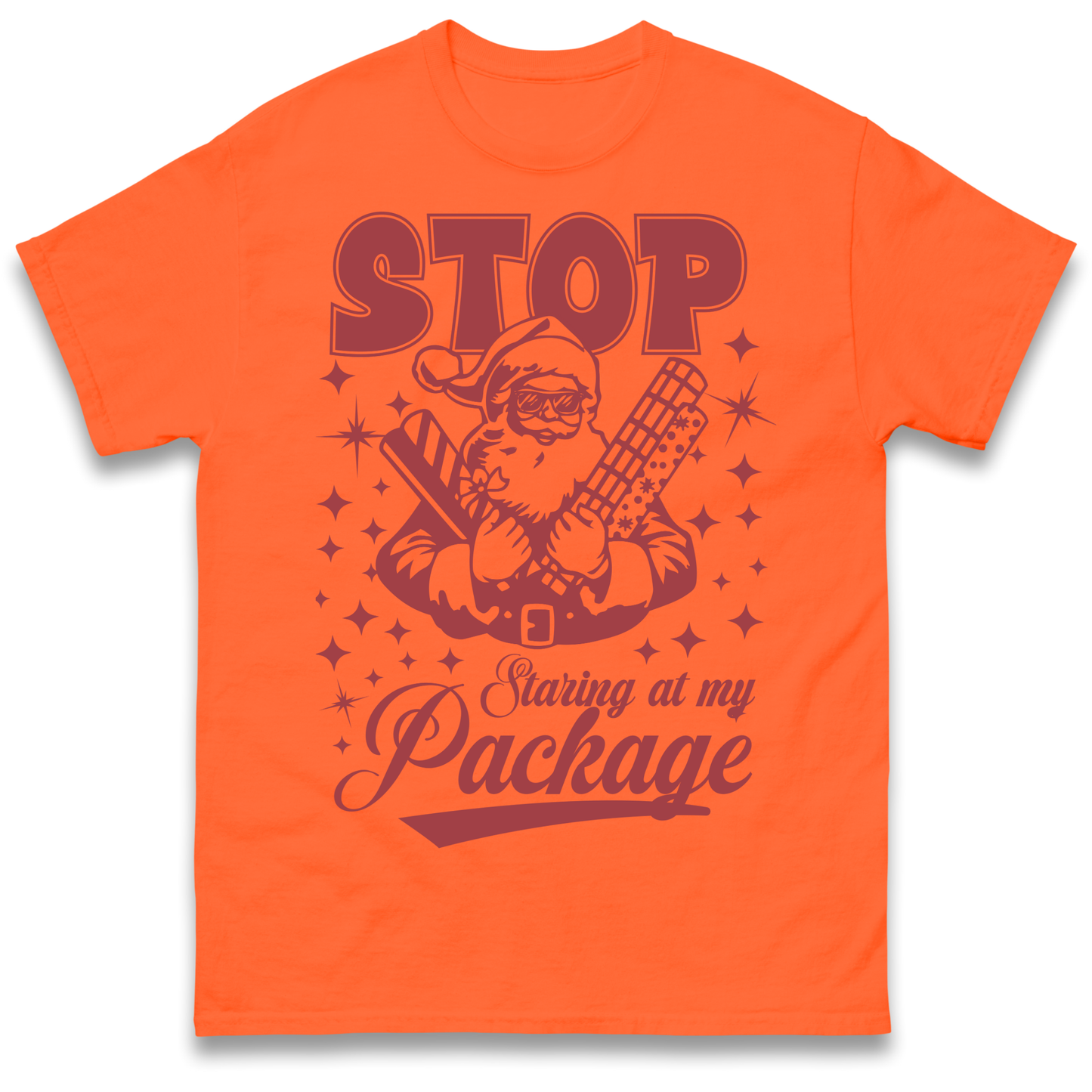Stop Staring at My Package Christmas T Shirt