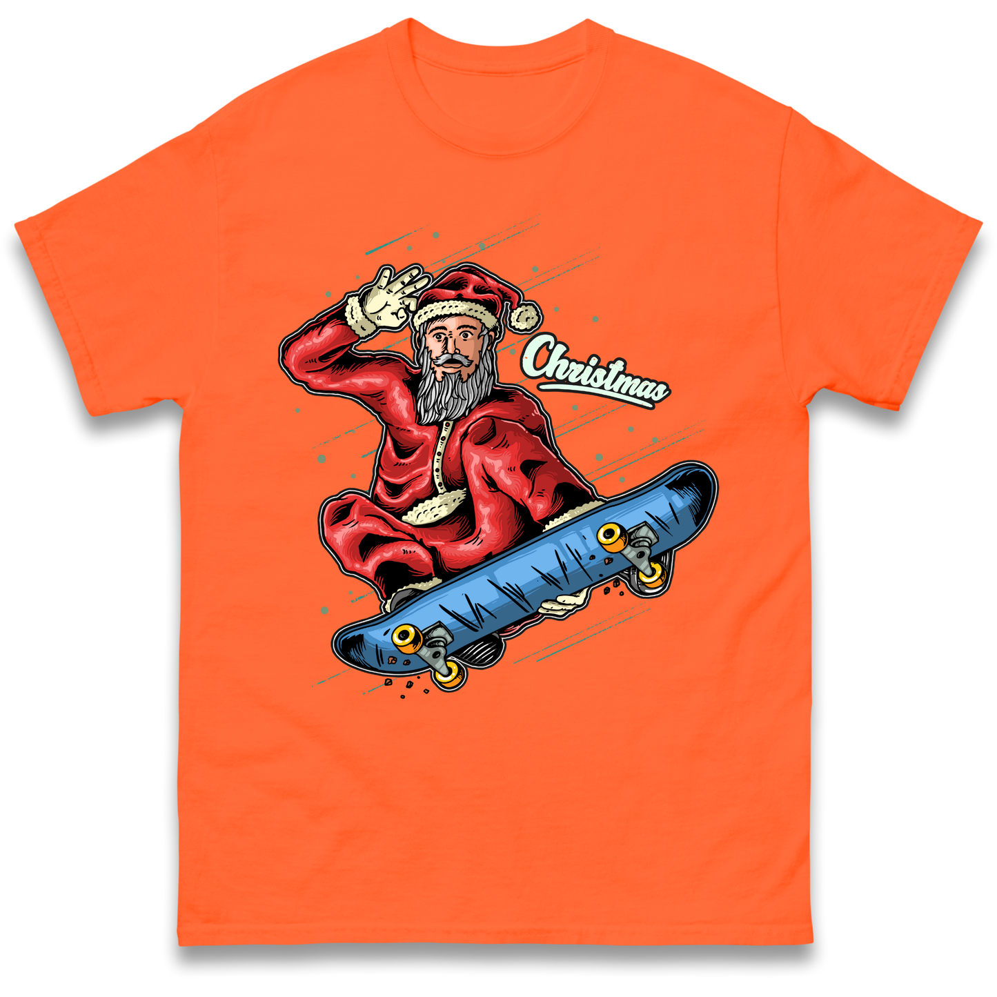 Santa Skateboarding Christmas T Shirt