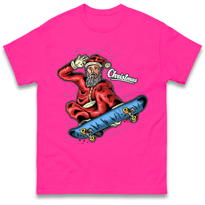 Santa Skateboarding Christmas T Shirt