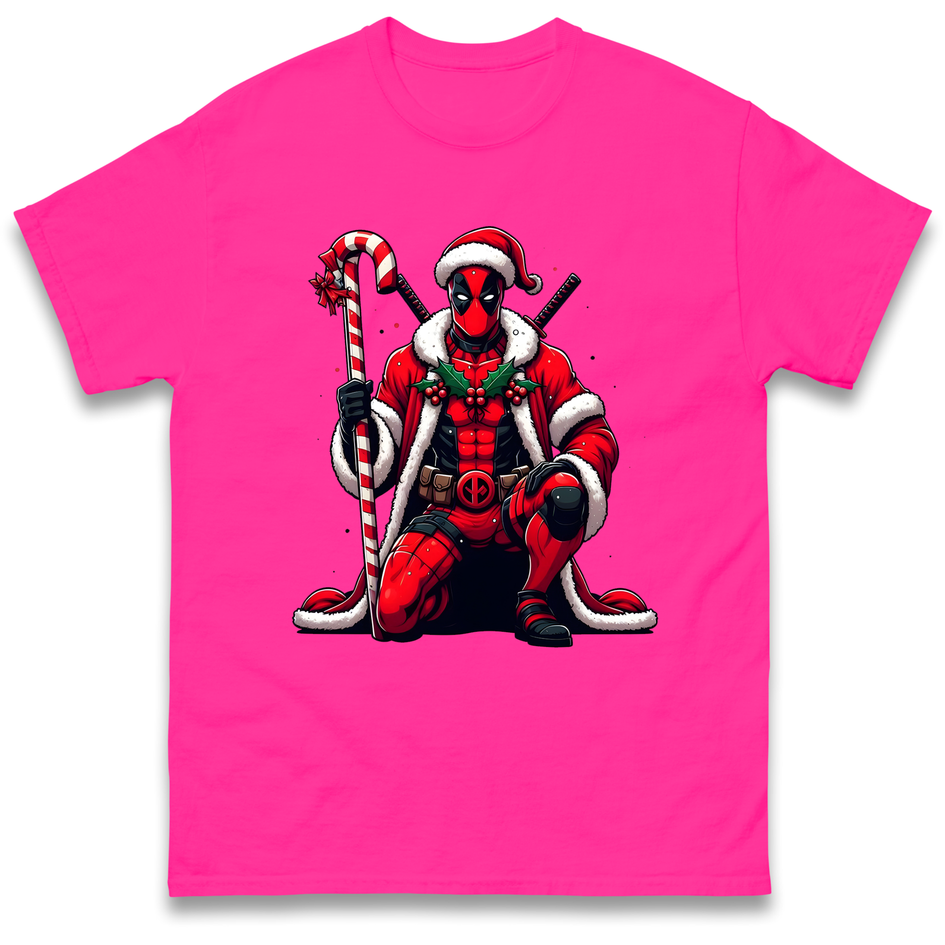 DeadPool Candy Cane Santa T Shirt