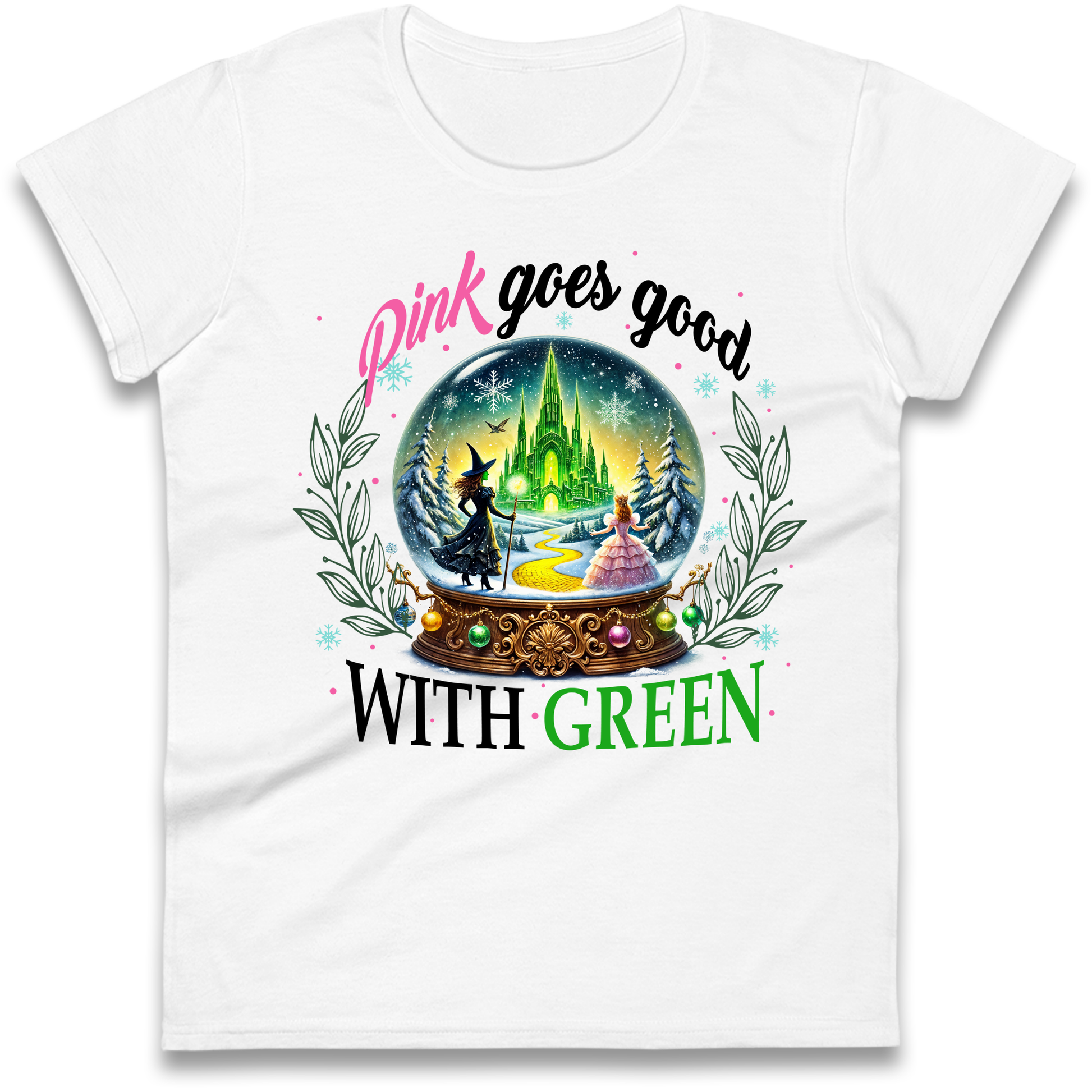 Wicked Pink Goes Good With Green Ladies Shirt 