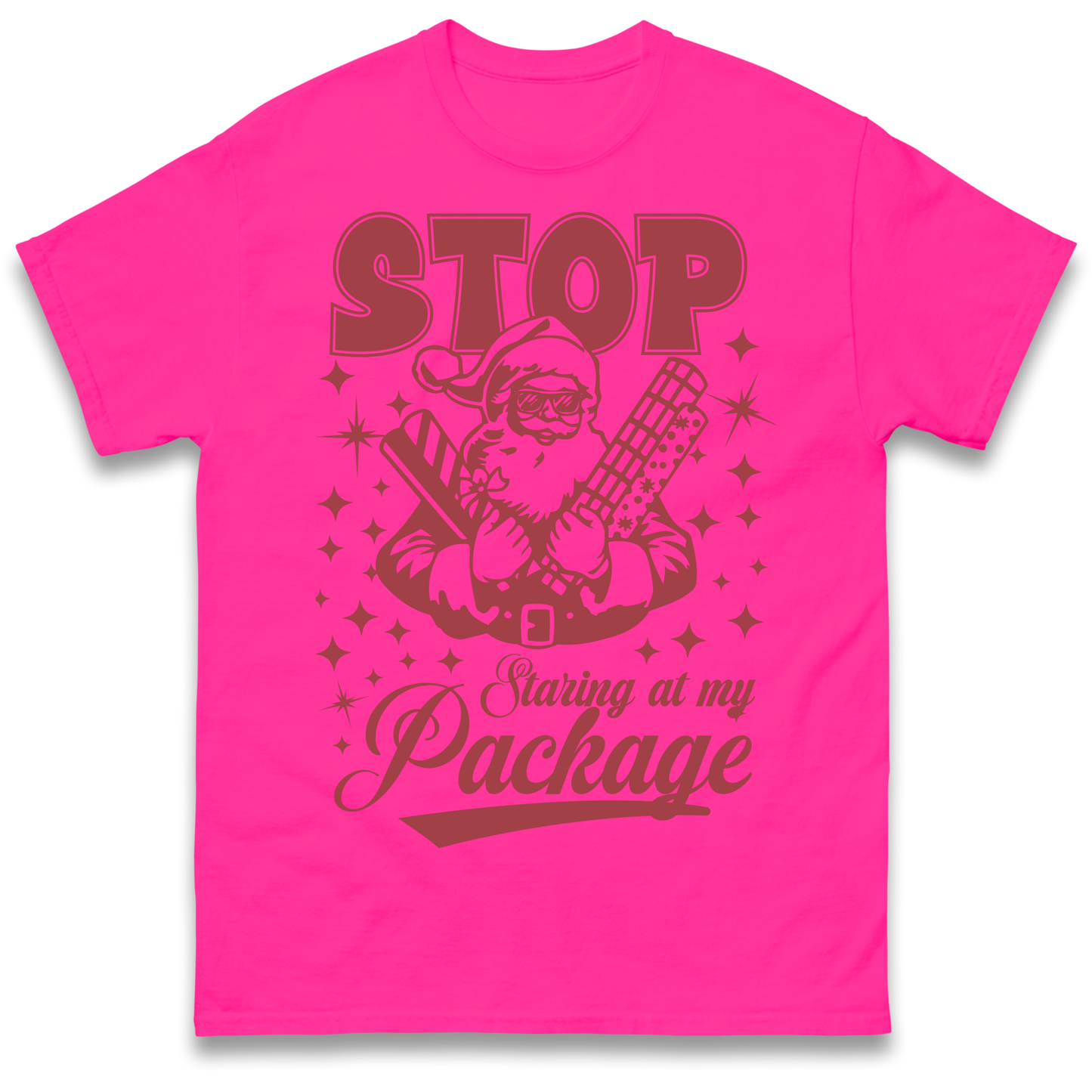 Stop Staring at My Package Christmas T Shirt