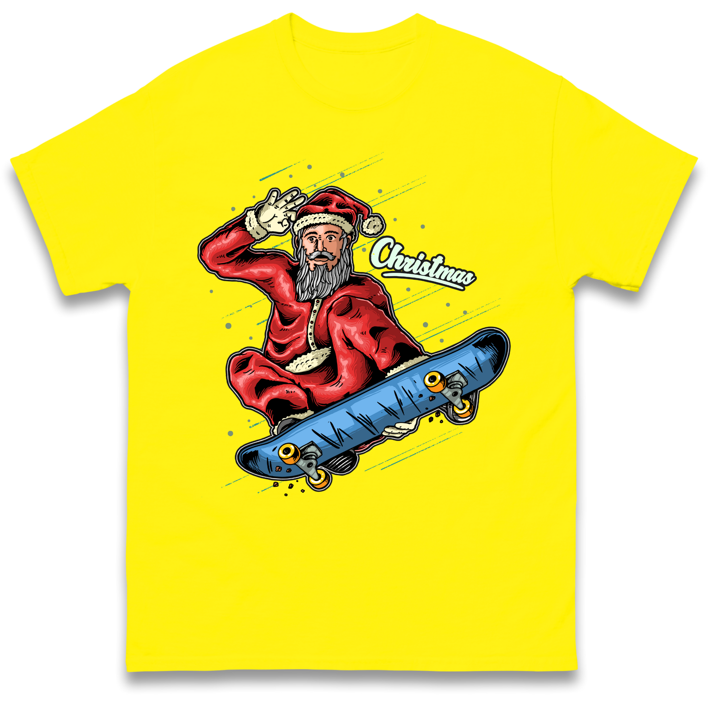 Santa Skateboarding Christmas T Shirt