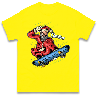 Santa Skateboarding Christmas T Shirt