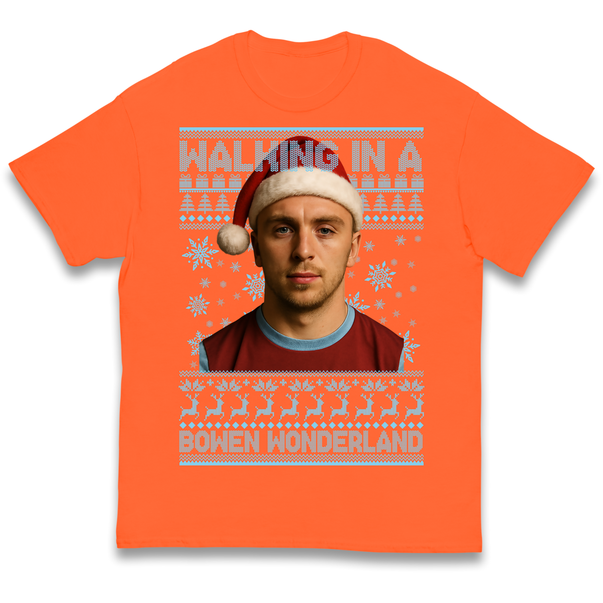 Jared Bowen walking in a Bowen Wonderland Christmas kids t shirt