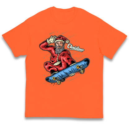 Santa Skateboarding Christmas kids t shirt