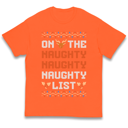 On The Naughty Naughty Naughty List Christmas kids t shirt