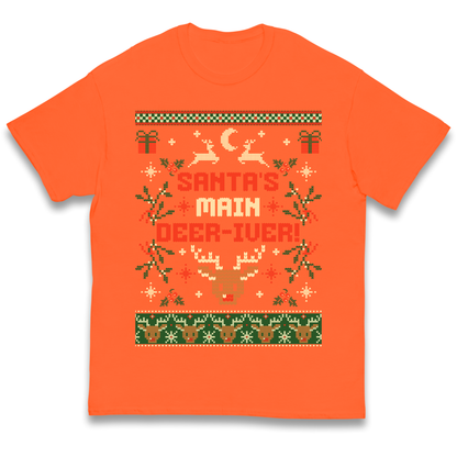 Santas Main Deer iver Christmas kids t shirt