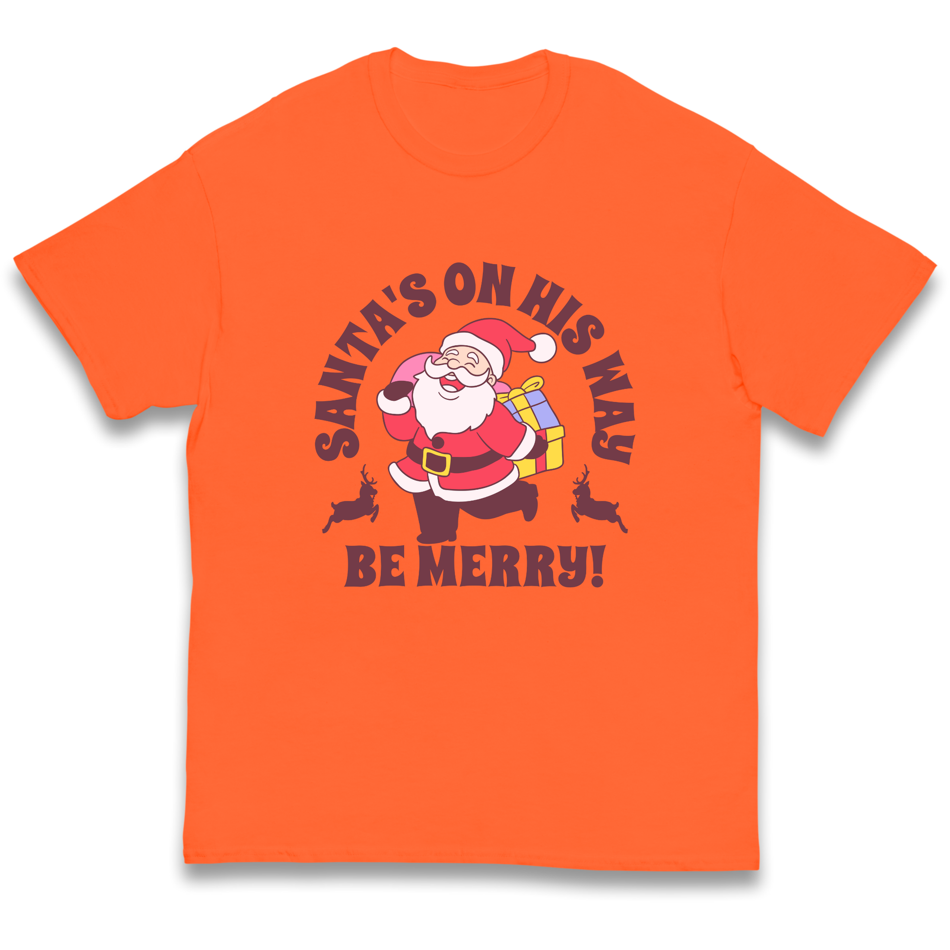 Santa's On His Way Christmas kids t shirt