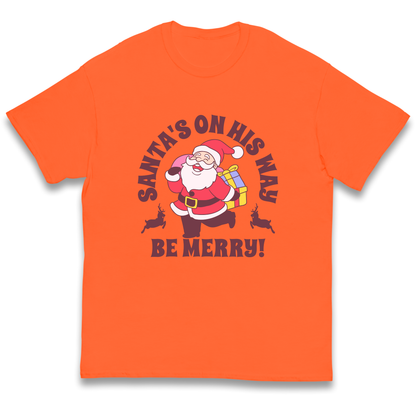 Santa's On His Way Christmas kids t shirt