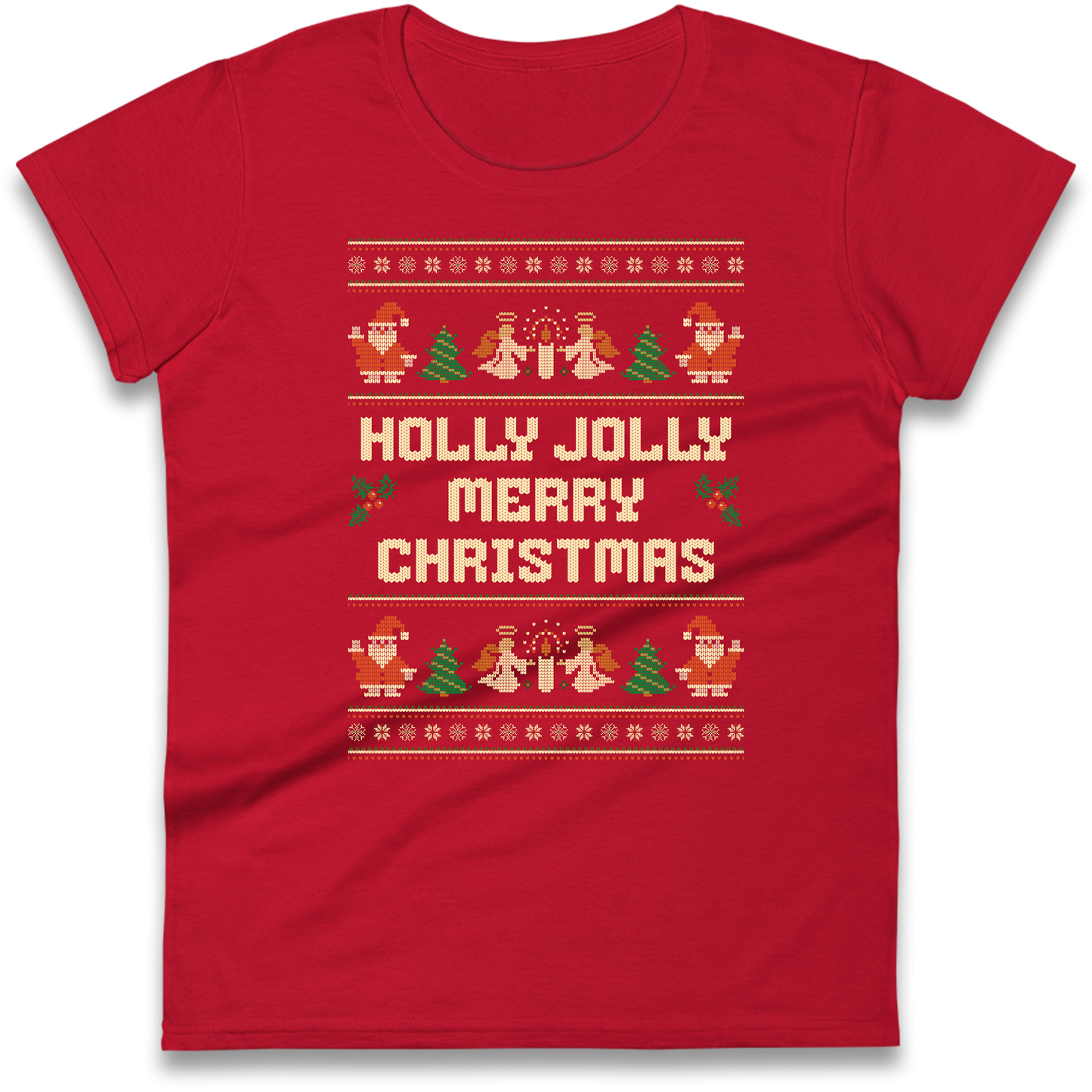 Holly Jolly Merry Christmas Ladies Shirt