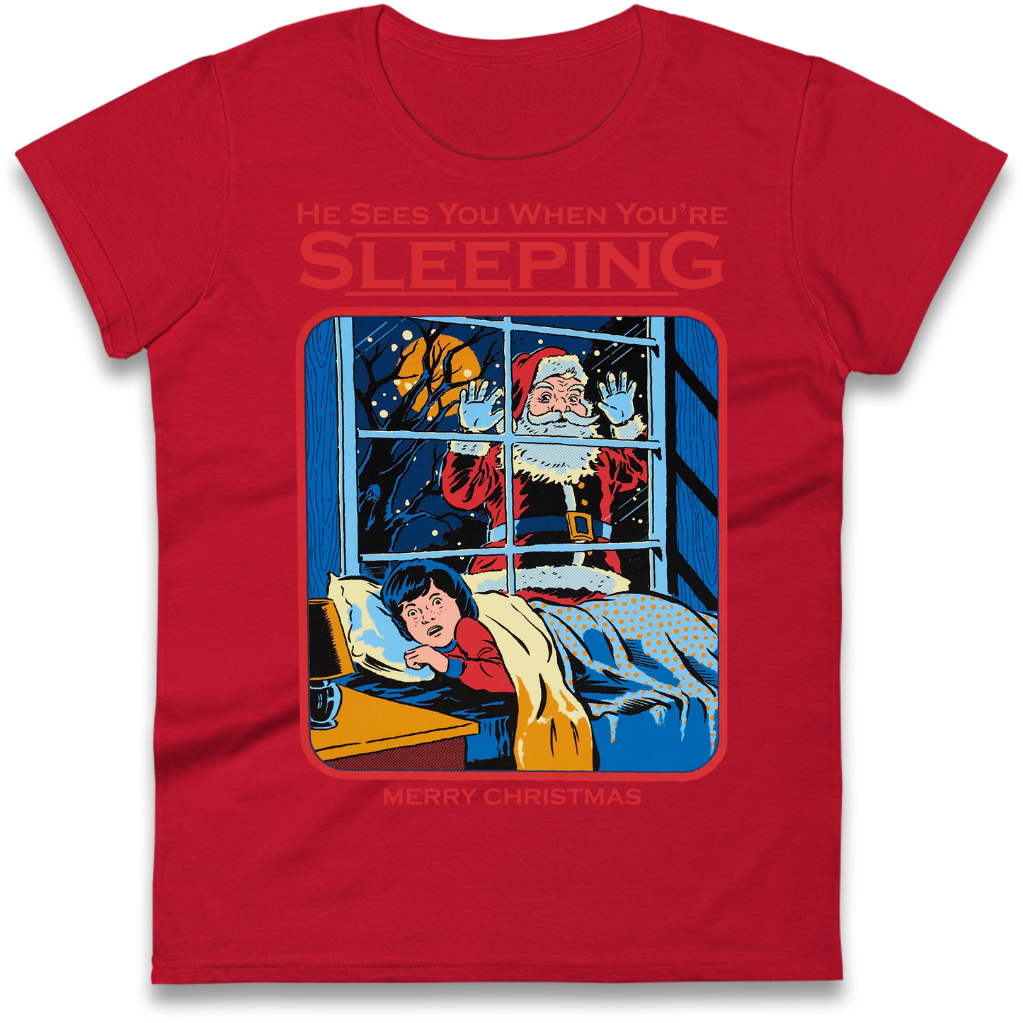 Creepy Santa Claus Christmas Ladies Shirt