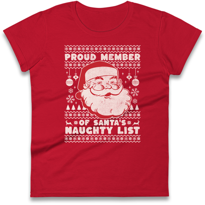 Proud Member Of Santas Naughty List Christmas Ladies Shirt