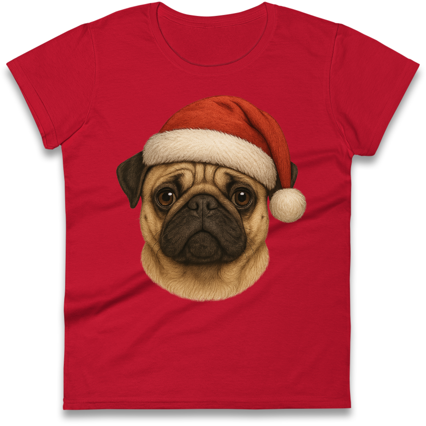 Pug Face Christmas Ladies Shirt