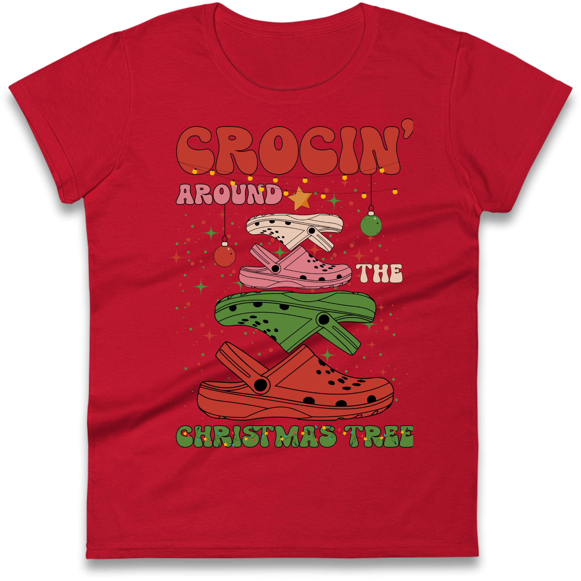 Crockin Around the Christmas Tree Christmas Ladies Shirt