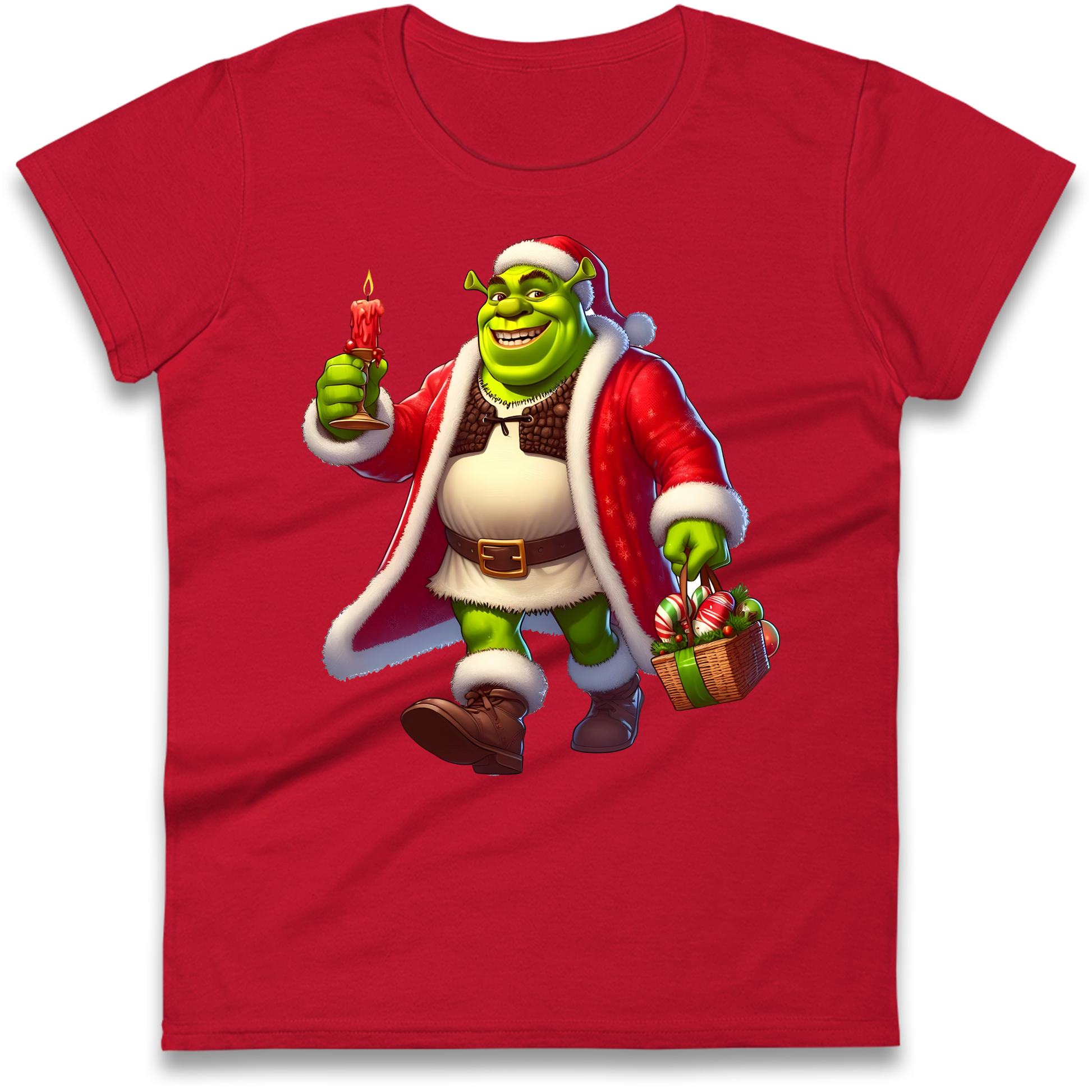 Shrek Santa Candle Ladies Shirt