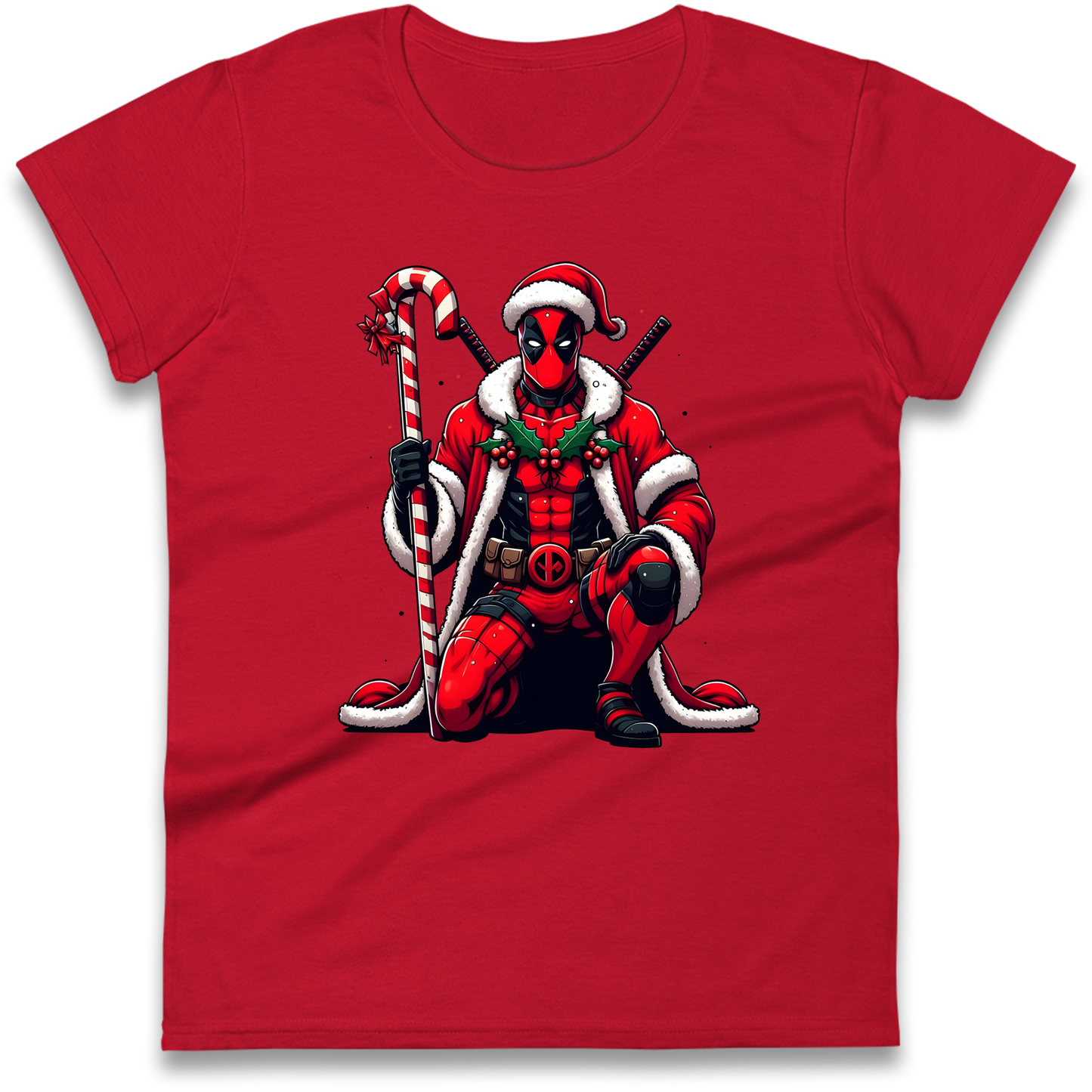 DeadPool Candy Cane Santa Ladies Shirt