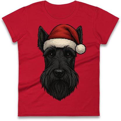 Scottish Terrier Face Christmas Ladies Shirt