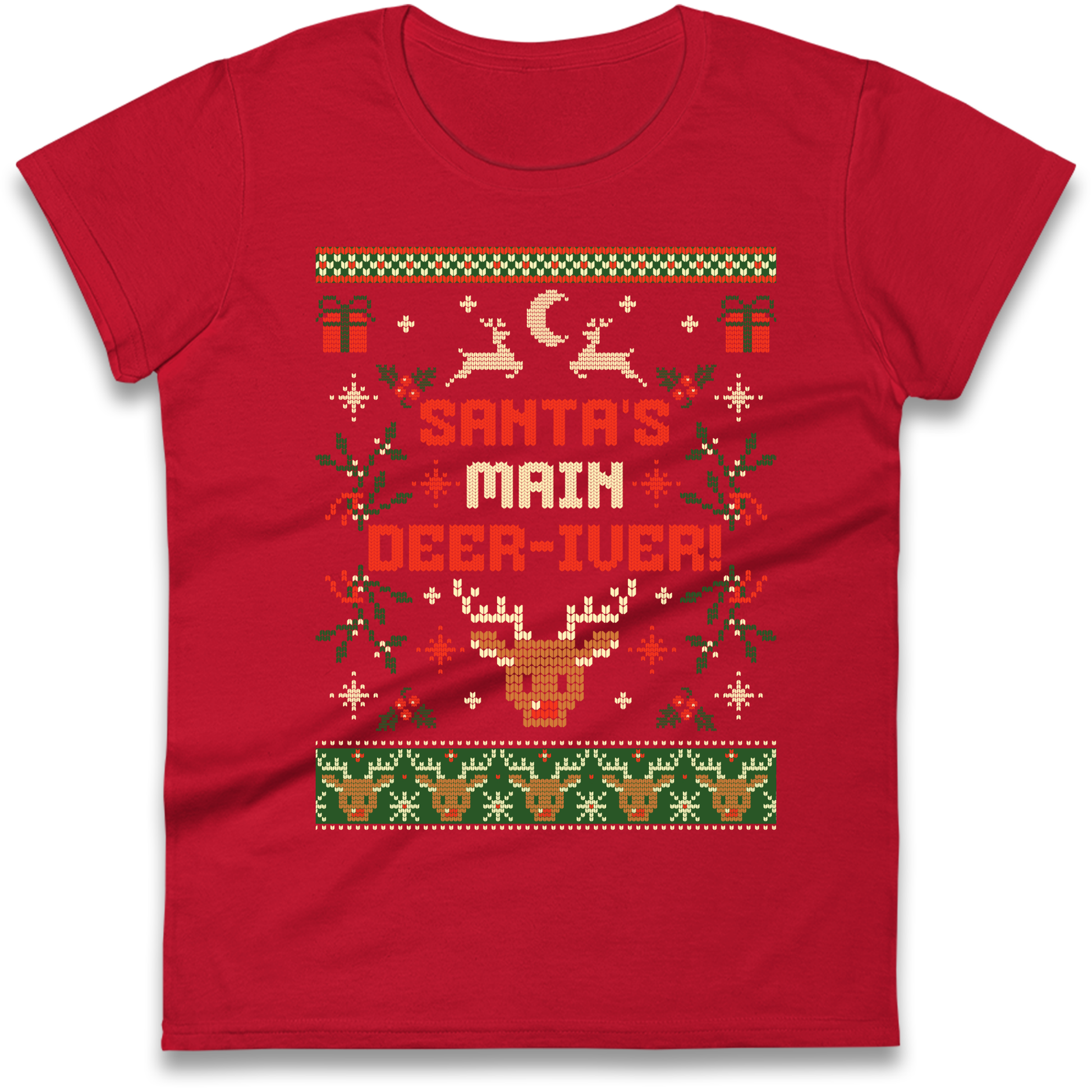 Santas Main Deer iver Christmas Ladies Shirt