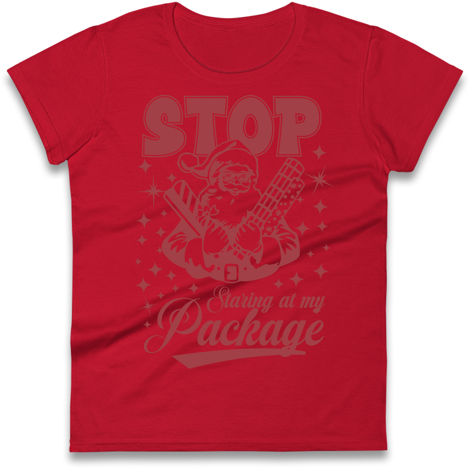 Stop Staring at My Package Christmas Ladies Shirt