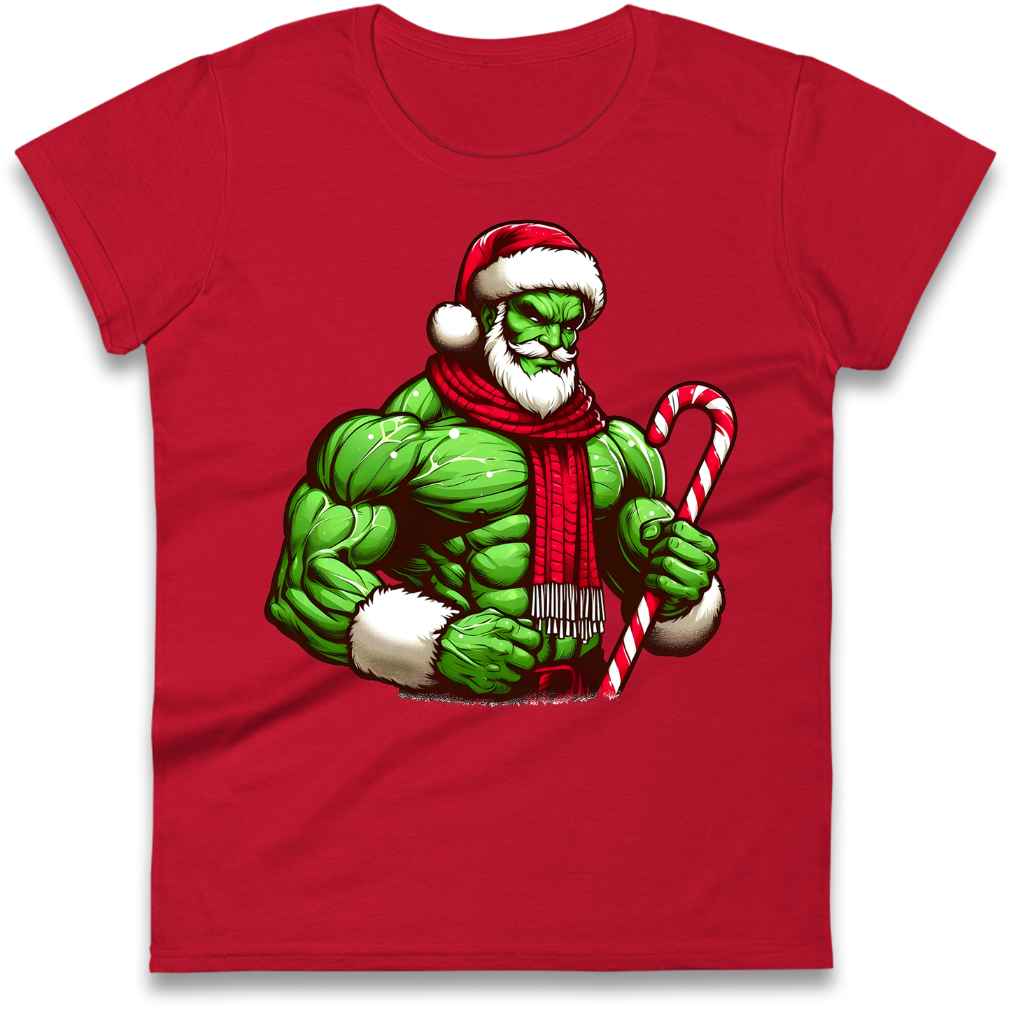 The Hulk Candy Cane Santa Ladies Shirt