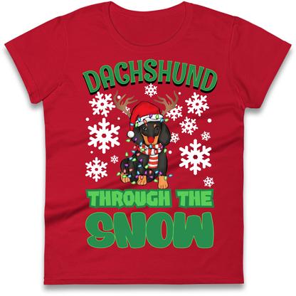 Dachshund Through The Snow Christmas Ladies Shirt