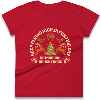 Keep Flying High In Festive Sky Christmas Ladies Shirt