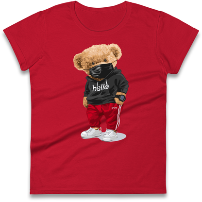 Teddy Bear Hello Streetwear Ladies Shirt