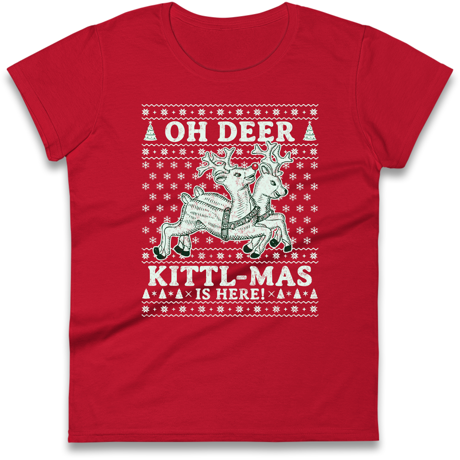 Oh Deer Kittl Mas Is Here Christmas Ladies Shirt
