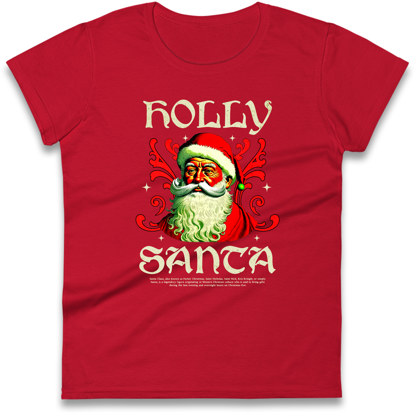 Holly Santa Christmas Ladies Shirt