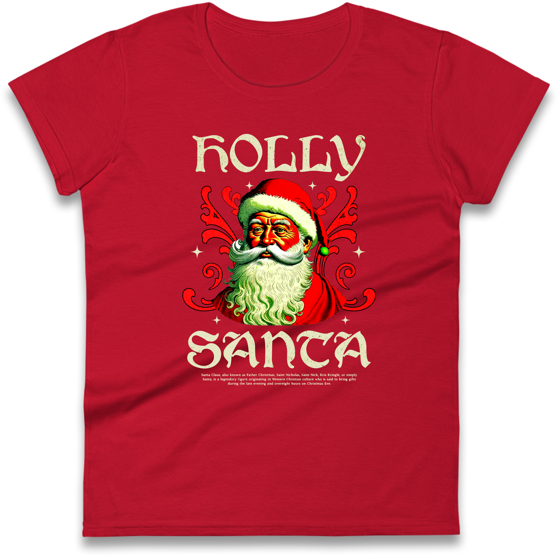 Holly Santa Christmas Ladies Shirt